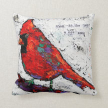 Coussin rouge d'oiseau