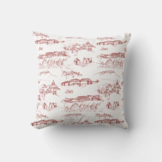 Coussin Rouge et blanc de Chattanooga Toile (Recto)