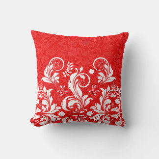 Coussin Rouge et blanc Elégant Vintage dentelle florale