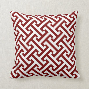 Coussin Rouge et blanc géométriques grecs de motif