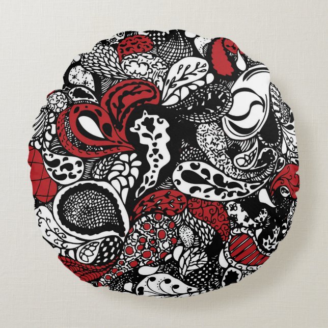 Coussin rouge et noir chic de Paisley (Devant)