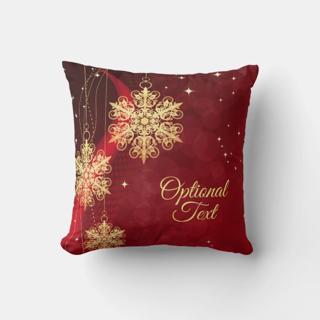 Coussin Rouge et or Flambeau de neige Filige personnalisée (Recto)