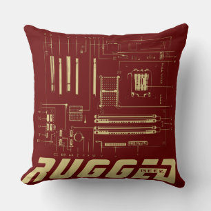 Coussin rouge et or RUGGED GEEK technologie de la carte mè
