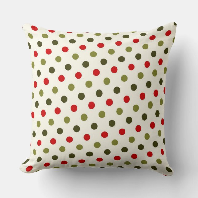 Coussin rouge et vert de Noël de pois (Recto)