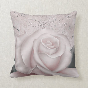 Coussin Rouge Fard Rose Blanche Glam Moderne Marbre Shabby