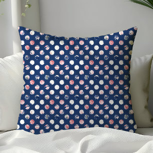 Coussin Rouge Foncé Bleu Marine Pois Floral Aquarelle