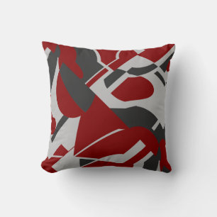 Coussin Rouge foncé Gris Gris Gras Diagonal Design
