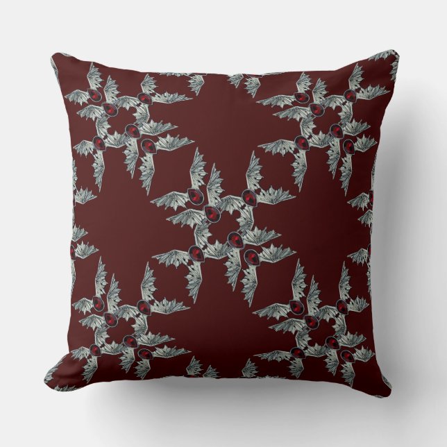 Coussin Rouge Gothique Sang Pierre Bat Ailes Jeter Oreille (Recto)