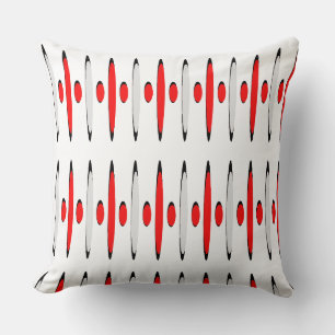 Coussin Rouge Gris Noir Rétrofuturisme Designer Moderne