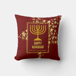 Coussin Rouge HAPPY HANOUKKA avec Menorah