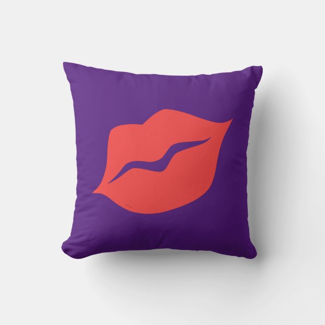 Coussin Rouge Lèvres Carré de 16 po x 16 po (Recto)