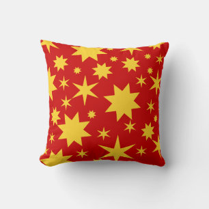 Coussin Rouge lumineux avec étoiles dorées