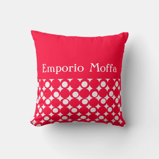 Coussin Rouge Mod Ball Design @ Emporio Moffa avec texte (Recto)