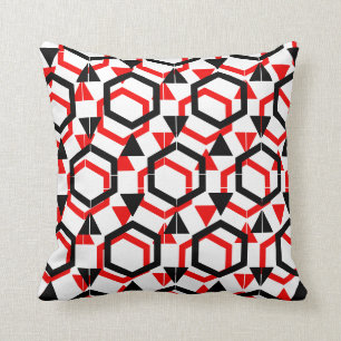 Coussin Rouge noir blanc abstrait motif solide dos