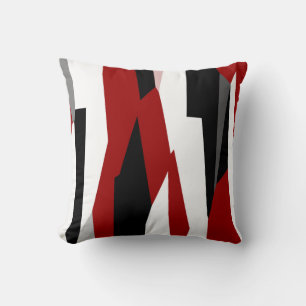 Coussin Rouge noir et blanc abstrait 
