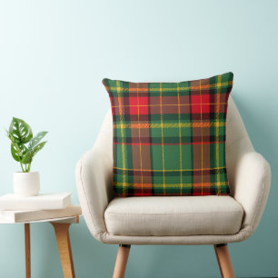 Coussin Rouge Or et Vert à Carreaux de Noël