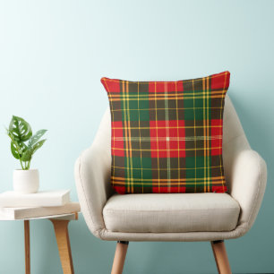 Coussin Rouge Or et Vert à Carreaux de Noël
