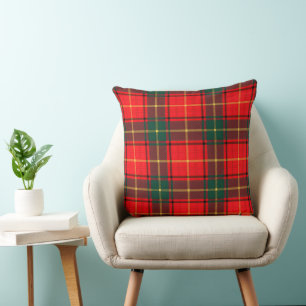 Coussin Rouge Or et Vert à Carreaux de Noël