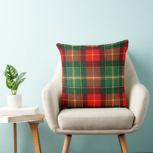 Coussin Rouge Or et Vert à Carreaux de Noël