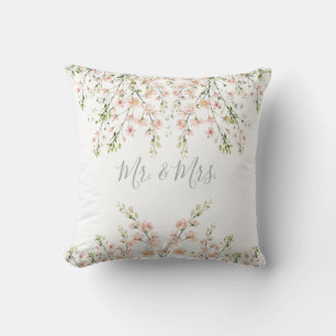 Coussin Rouge pâle Mr et Mrs Fleurs Nom Fleurs sauvages