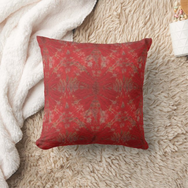 Coussin Rouge Tie Dye Style traditionnel Motif (Couverture)