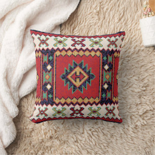 Coussin Rouge Vert Beige Noir Blanc Oriental Kilim Rug