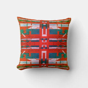 Coussin Rouge Vert blanc Turquoise look d'Art Sud-Ouest