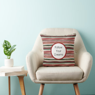 Coussin Rouge Vert Blush Blanc Or Rayures