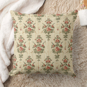 Coussin Rouge Vert Damas Vintage Ornemental Classique