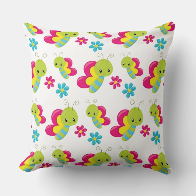 COUSSIN ROUGE VERT JAUNE BLEU BÉBÉS MIGNONS BUGS (Recto)