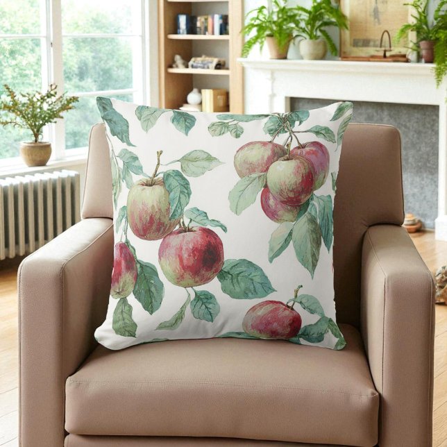 Coussin Rouge vert pomme Motif Aquarelle Russe (Créateur téléchargé)
