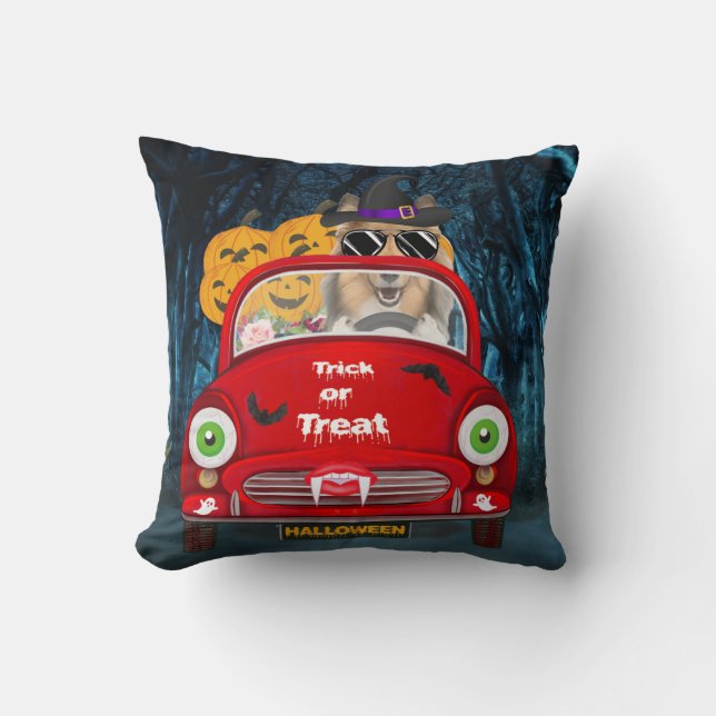 Coussin Rough Collie Chien Conduite Voiture Effrayant Hall (Recto)