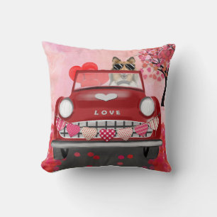 Coussin Rough Collie Chien Voiture avec coeurs Saint-Valen