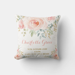 Coussin Rougissent la crèche florale de stat de naissance