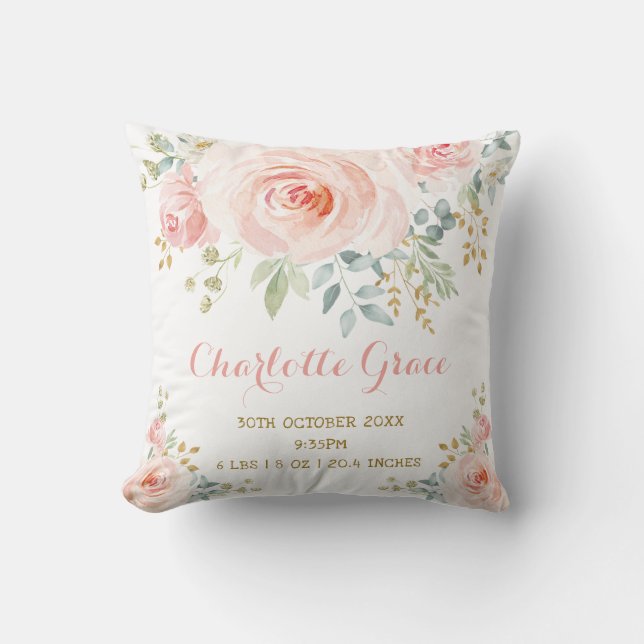 Coussin Rougissent la crèche florale de stat de naissance (Recto)