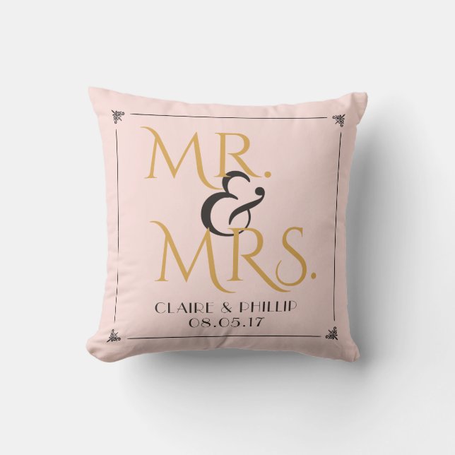 Coussin Rougissent M. et Mme roses Wedding Keepsake de (Recto)