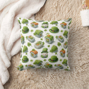 Coussin Roulés de sushi pour la Saint-Patrick et trèfle