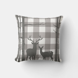 Coussin Rousse Campagne Grise Buffalo Carreaux à carreaux 