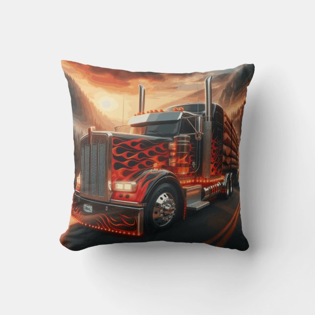 Coussin route 66 du camionneur throw pillow (Front)