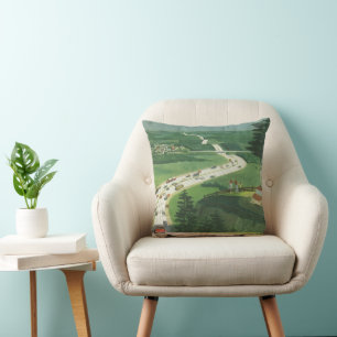 Coussin Routes Scéniques Américaines Vintage, Road Trip en
