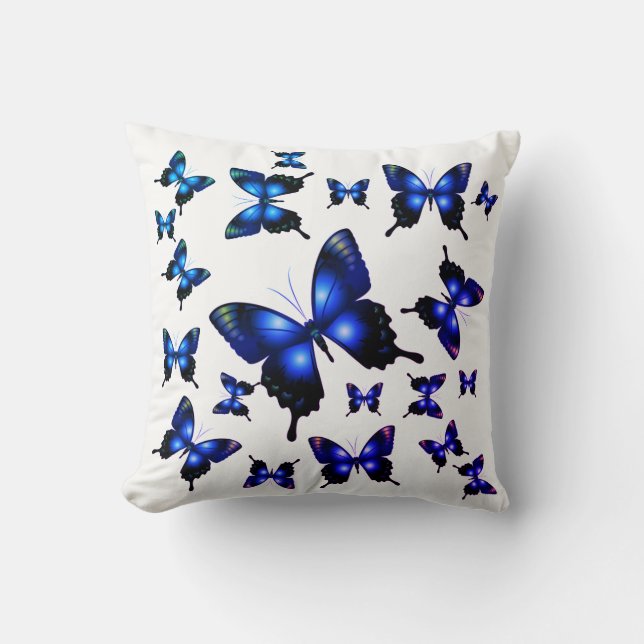 Coussin Royal Blue Elegant Whimsical Butterflies (Recto)
