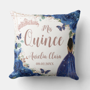 Coussin Royal Blue Floral Rose or Quinceanera XV