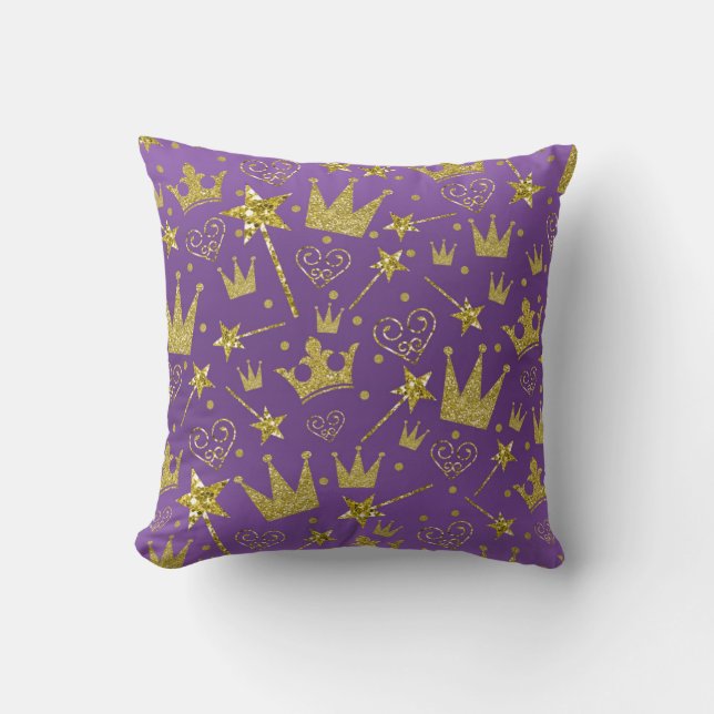 Coussin Royal Purple & Gold Parties scintillant Girls Prin (Recto)
