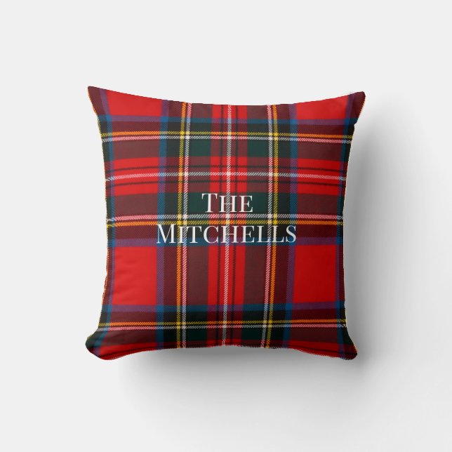 Coussin Royal Stewart Red Plaid PERSONALIZE (Recto)