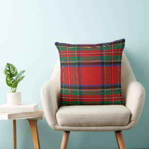 Coussin Royal Stewart rouge et vert écossais tartan motif