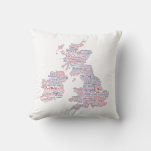 Coussin Royaume-Uni / Grande-Bretagne Slang Word Art Map