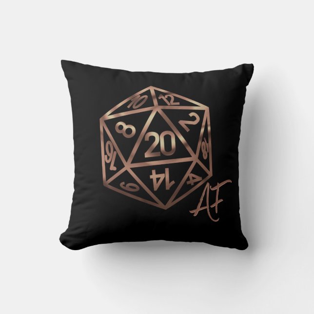 Coussin RPG Crit AF | Rosegold Tabletop Roleplayer Dice (Recto)