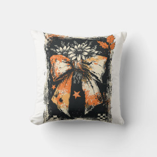 Coussin Ruban à nœud ruban automnal en détresse