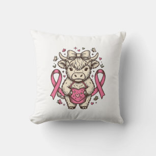 Coussin Ruban de sensibilisation au cancer de la vache des