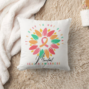 Coussin Ruban de tournesol coloré pour la sensibilisation
